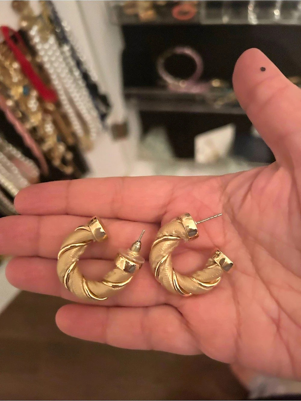 Textured Gold Hoop Earrings Like New